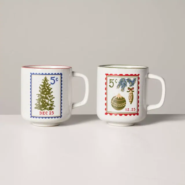 13oz Stoneware Christmas Stamp Mugs - Hearth & Hand™ with Magnolia