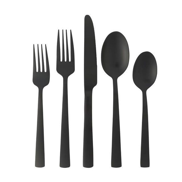Gibson Elite Earlston 20-Piece Matte Black Stainless Steel Flatware Set – Service for 4, Includes Dinner Forks, Salad Forks, Knives, Dinner Spoons & Teaspoons, Dishwasher Safe