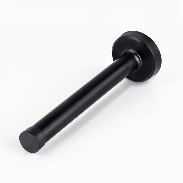 Door Stops, 5 Inch Long Door Stopper, Wall Mount, Heavy Duty Solid Black Doorstop Brushed Stainless Steel with Soft Rubber Bumper Tips