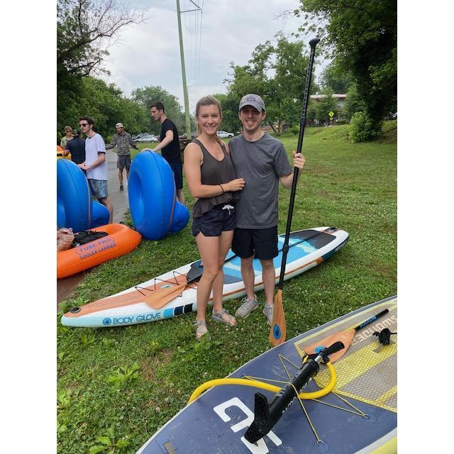 Celebrating Christian's 29th birthday by taking a brewery tour via paddleboards in Asheville.