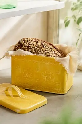 Enamelware Bread Box, Yellow