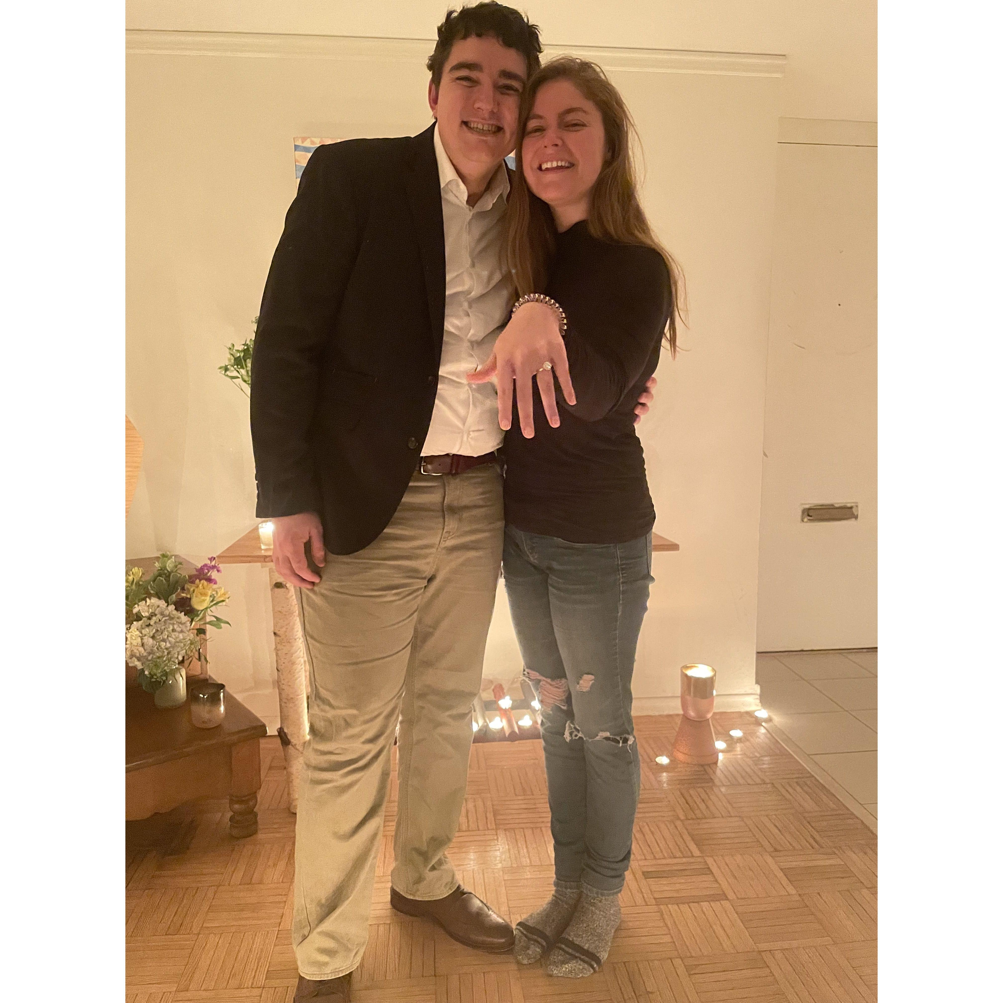 Moments after Ben proposed!
