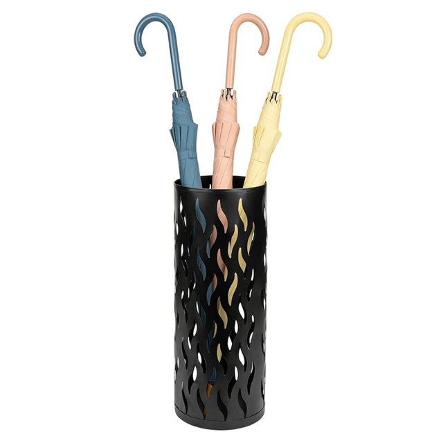Gloserin Umbrella Holder, Metal Umbrella Stand for Entryway, Umbrella Storage Rack with 4 Hooks Decor, Home, Office,5.8 × 5.8 × 16.4 (Black)