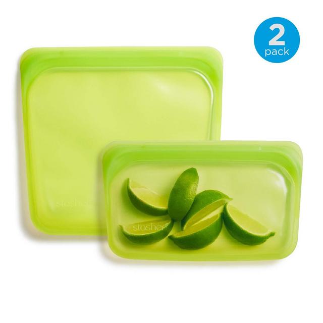 Stasher Reusable Silicone Food Bag, Sandwich Bag and Snack Bag, Storage Bag, Lime Green