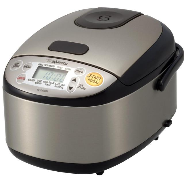 Zojirushi NS-LGC05XB Micom Rice Cooker Warmer, 3-Cups (uncooked), Stainless Black