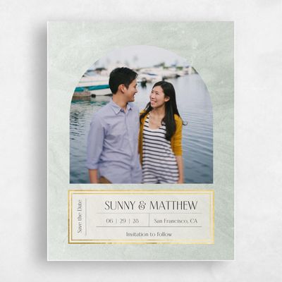 Soft Sage, Green Wedding Save the Date - Dorado Photo Foil