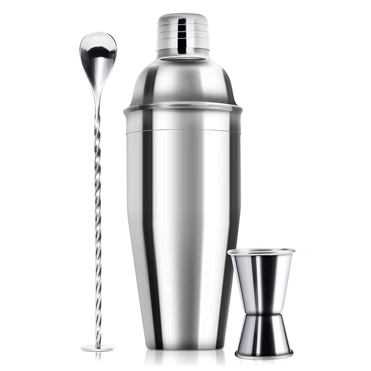 24oz Cocktail Shaker Bar Set - Professional Margarita Mixer Drink Shaker and Measuring Jigger & Mixing Spoon Set - Professional Stainless Steel Bar Tools Built-in Bartender Strainer for Martini Kit