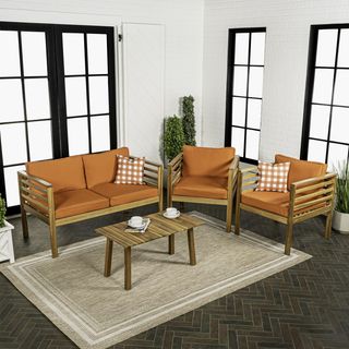 Thom 4-Piece Mid-Century Outdoor Patio Furniture Set