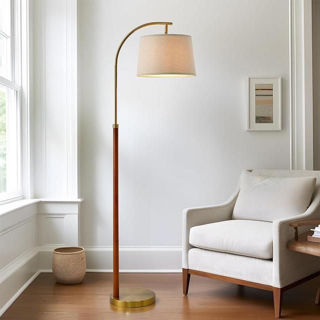 G-SAFAVA 62.75" Gold Floor Lamp for Living Room with Foot Switch Standing Lamp Tall Industrial Reading for Bedroom Office