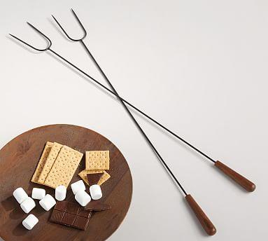 Chateau Handcrafted Wood & Steel Roasting Skewers - Set of 4