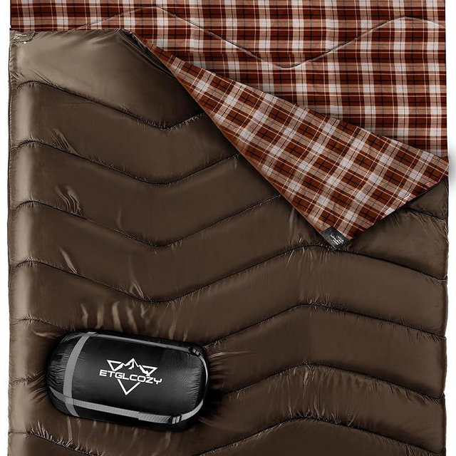 ETGLCOZY Double Sleeping Bag for Adults Kids, XL Queen Size 2 Person All Season for Warm & Cold Weather, Lightweight Compact with Compression Sack Camping Essentials for Backpacking Hiking