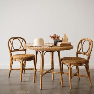 3-Piece Handwoven Rattan Bistro Table & Chair Set