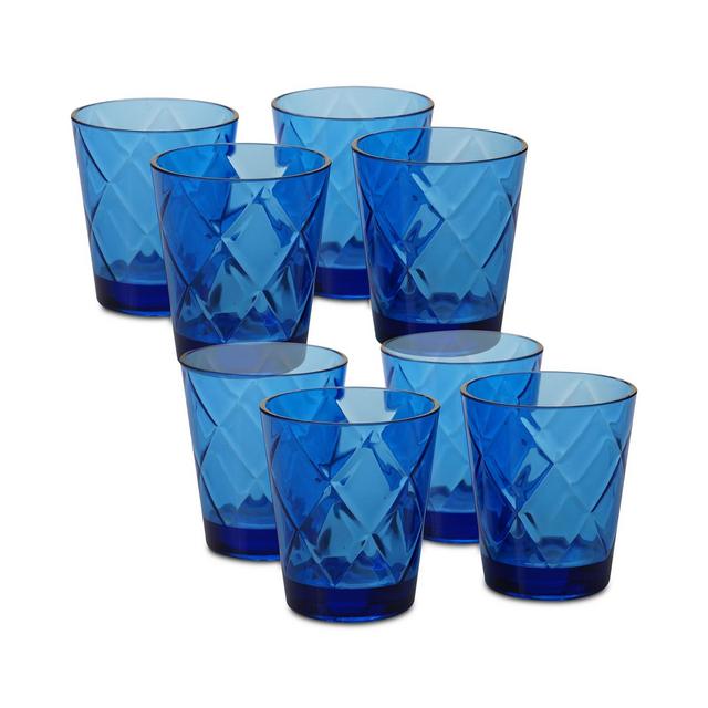 Certified International Cobalt Blue Diamond Acrylic 8-Pc. Double Old Fashioned Glass Set