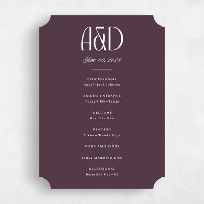 Purple Ticket Wedding Program - Trogir