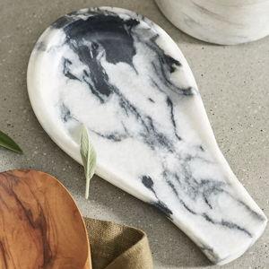 Smoky White Marble Spoon Rest