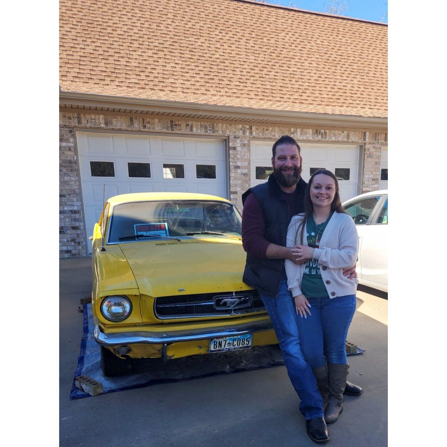 Chance had been joking that he wouldn't buy a ring until he sold one of his mustangs. When we pulled up to Mamaw's the day of the proposal, the mustang was sitting in the driveway w/ a for sale sign.