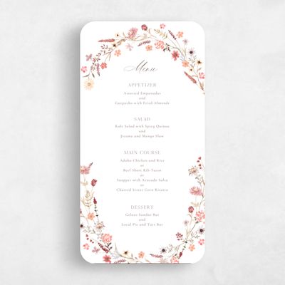 White Rounded Wedding Menu - Lino