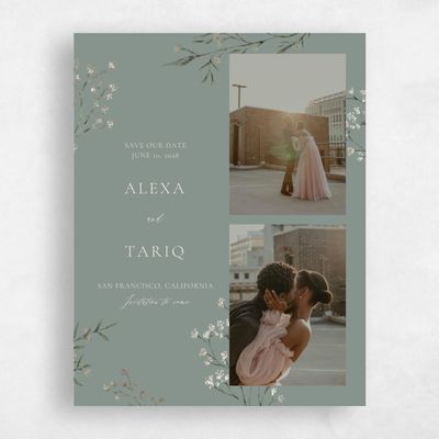 Deep Sage, Green Wedding Save the Date - Sweetbay Multiphoto