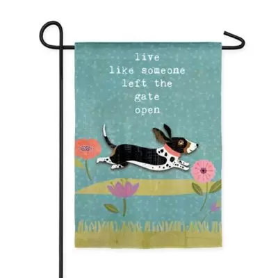Evergreen Left the Gate Open Suede Garden Flag