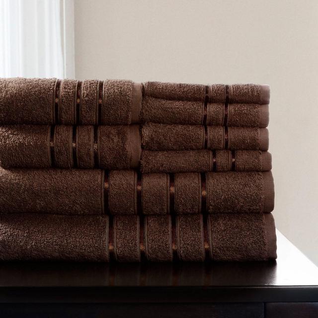 8pc Plush Cotton Bath Towel Set Dark Brown - Yorkshire Home