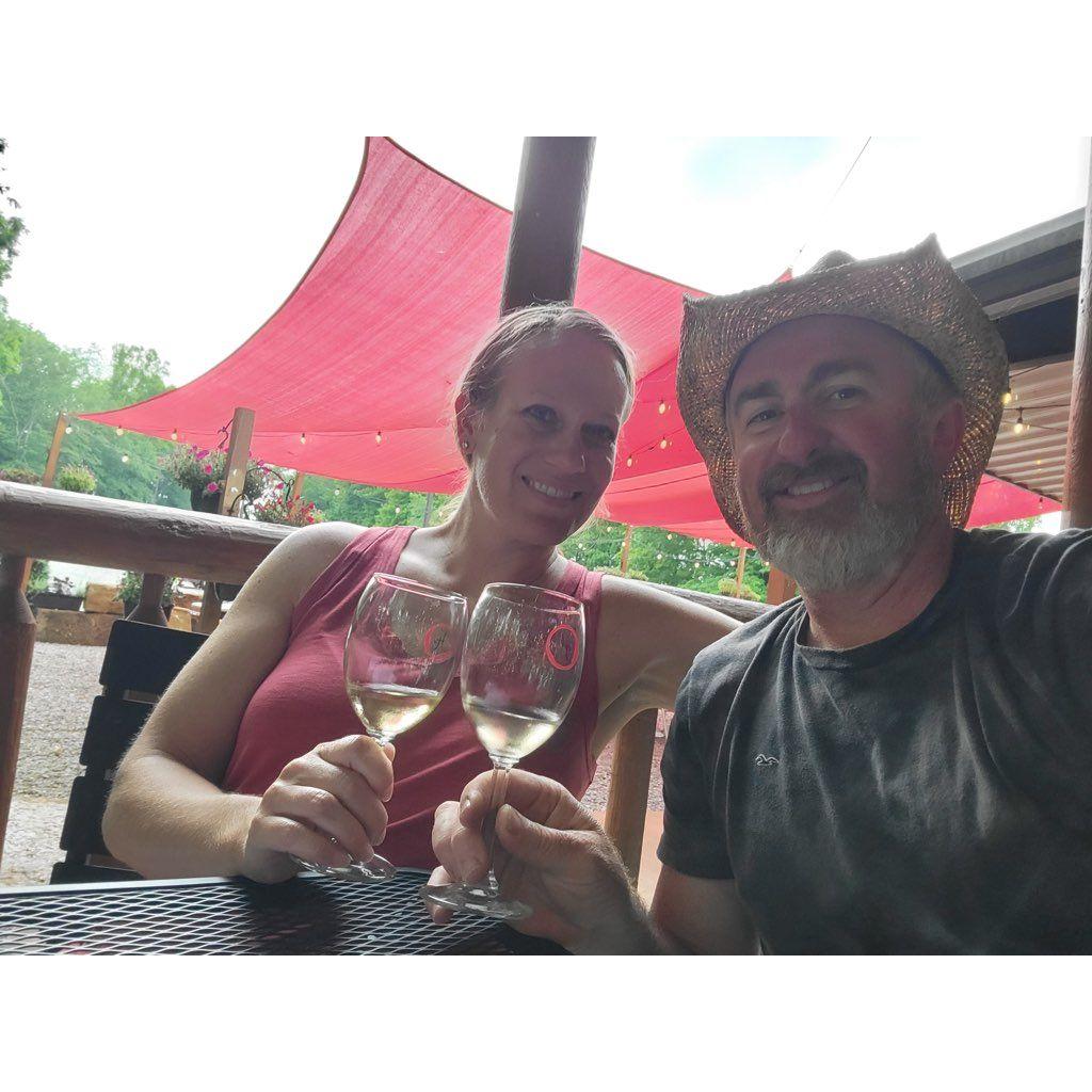 Stopped for a quick glass of wine while camping at Hocking Hills, Ohio