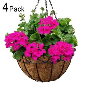 amagabeli - 4 Pack Metal Hanging Planter Basket With Coco Coir Liner 12 Inch Round Wire Plant Holder With Chain Porch Decor Flower Pots Hanger Garden Decoration Indoor Outdoor Watering Hanging Baskets