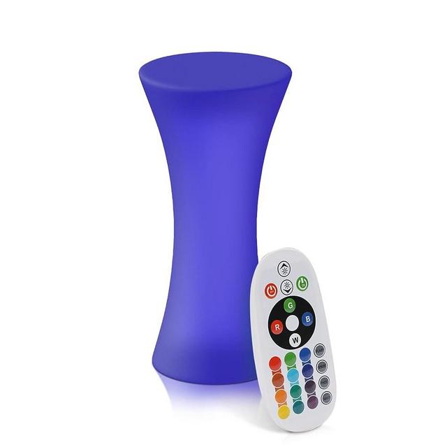 MoNiBloom 23" LED Rechargeable Light Up Cocktail Table for Bar with Remote, 16 RGB Colors Changing Rechargeable Light Up Furniture Slim Waist with Curves Patio Accent Table, Cylindrical