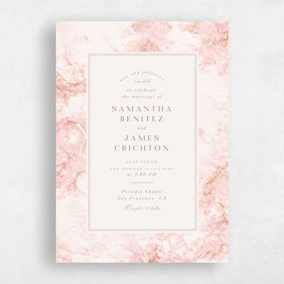Blush, Pink Wedding Invitation - Carrara Portrait