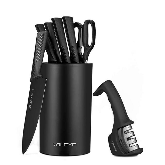 Knife Set,YOLEYA 8 Piece Professional Kitchen Knives Set with Block,BO Anti-rusting,Ultra Sharp,Stainless Steel Cutlery Knife set