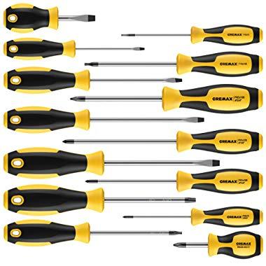 Magnetic Screwdriver Set 14 PCS Include Slotted/Phillips/Torx Precision Screwdriver, CREMAX Professional Cushion Grip and Non-Slip for Repair Home Improvement Craft