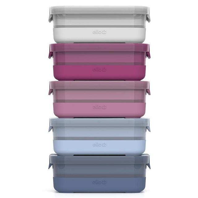 Ello 10 Pc BPA Free Plastic Meal Prep Container Set - 5 Pack with Silicone Boots, Airtight Lids, Dishwasher & Microwave Safe, Elderberry
