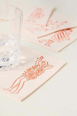 Phthalo Ruth x Julie Peach Dinner Girls Cocktail Napkins, Set of 4