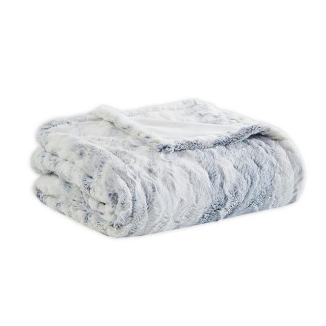 Beautyrest® Zuri Oversized Faux Fur Heated Throw in Grey/Blue