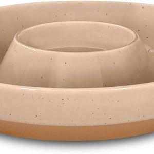 Mora Ceramic Chips and Dip Serving Tray: Large Divided Party Bowl Set for Chips & Salsa, Veggies & Dip, Fruit, Snacks, Entertaining, Hosting, etc. Minimalist Design for the Modern Hostess - Chai