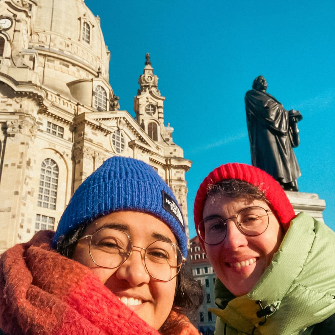 Also from our trip to Dresden—naturally, we had to take a photo with Mr. Martin Luther himself, since we’d visited “his door” in Lutherstadt just a few weeks earlier.