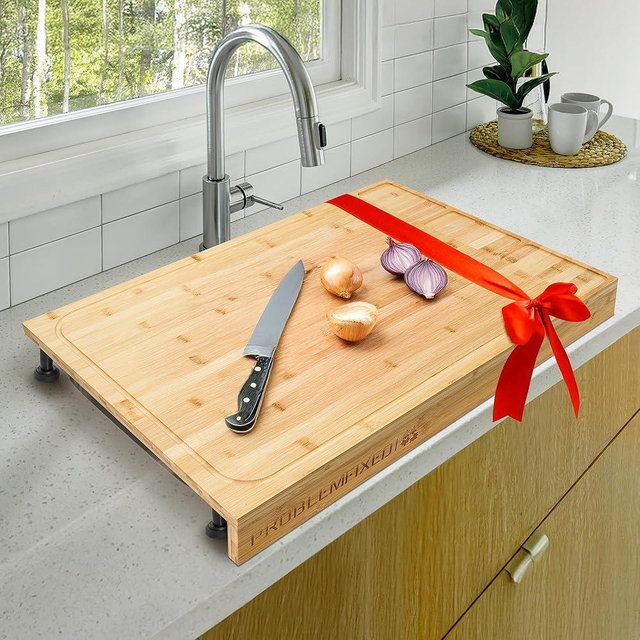 Over-the-Sink Cutting Board for Kitchen – Space-Saving Sink Cover for Counter Space, Kitchen Prep Board That Goes Over Sink, Also Works as Over the Stove Cutting Surface