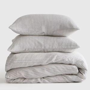 Linen Duvet Cover Set | Quince in Mist/White Stripe