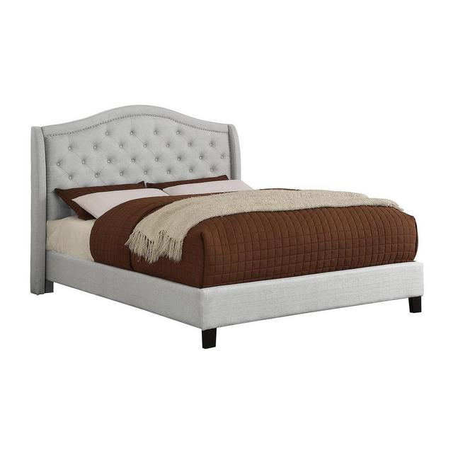 Vivanco Contemporary Camelback Tufted Platform California King Bed Warm Gray - ioHOMES