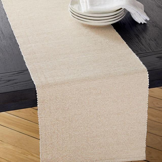 New Riviera Table Runner, Belgian Flax + Champagne