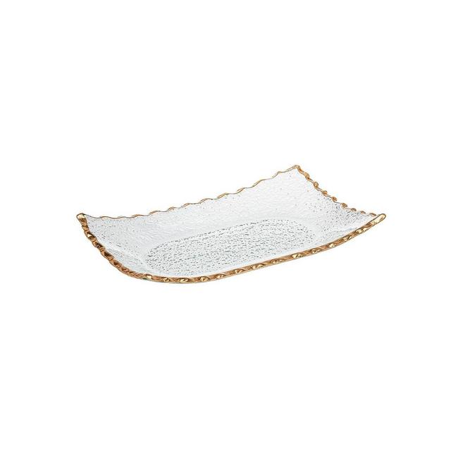 Godinger Crystal Tray 10" X6" with Gold Band
