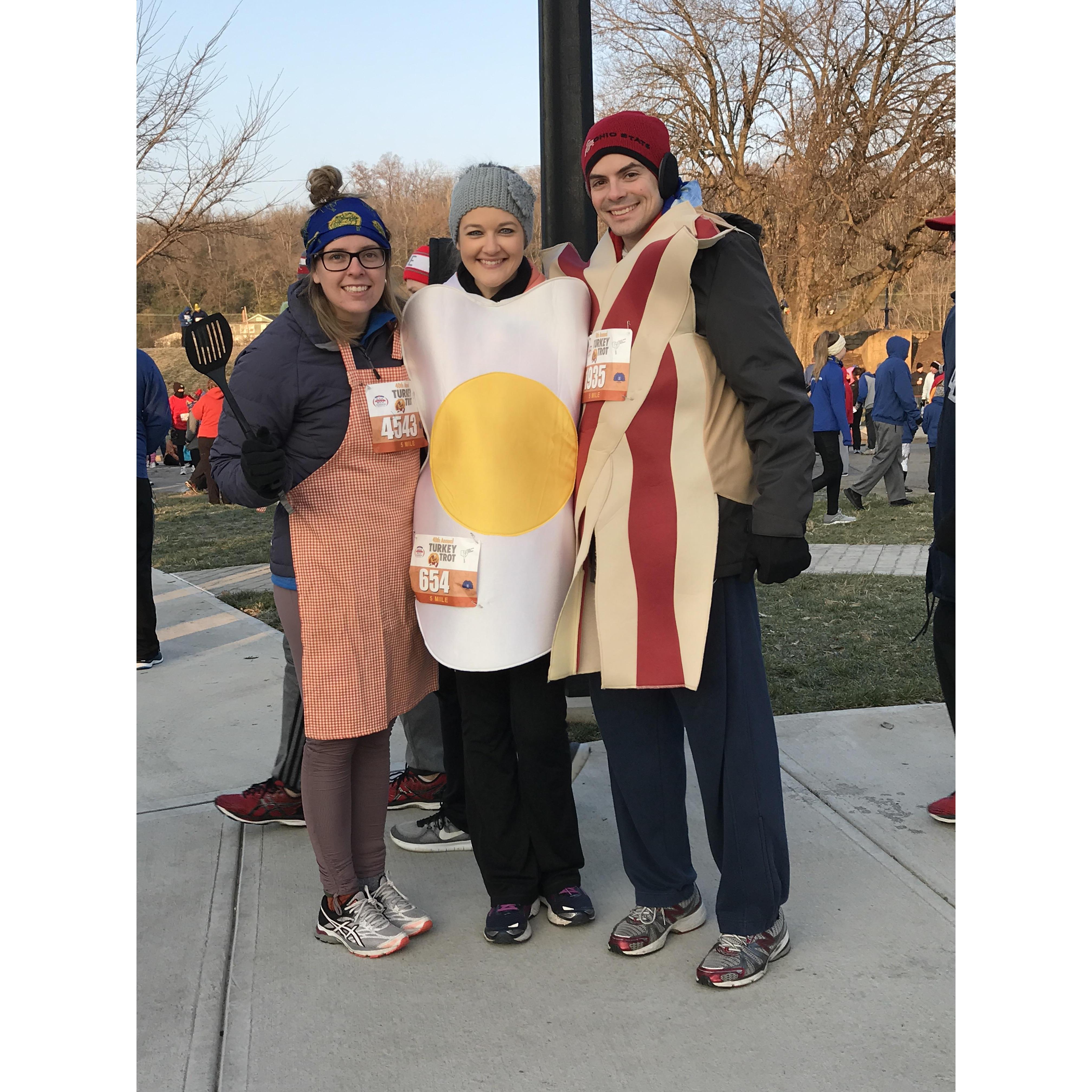 November 2018 - Miamisburg, Ohio - Cooking up some bacon and eggs at the annual Turkey Trot