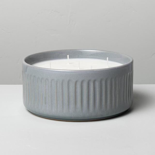 25oz Large 5-Wick Blue Sagewood Fluted Ceramic Candle - Hearth & Hand™ with Magnolia