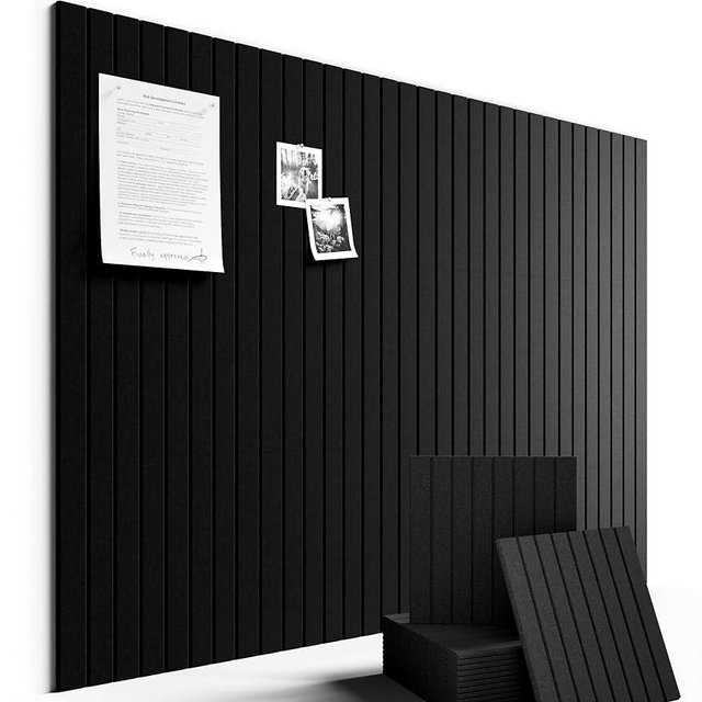 Fluxynara Large Felt Bulletin Board 48" X 36" Large Cork Board Alternative-12 Pack with 70 Safe Removable Adhesive Tabs, Cork Boards for Walls Cork Board for Home Office Classroom Pin Board (Black)