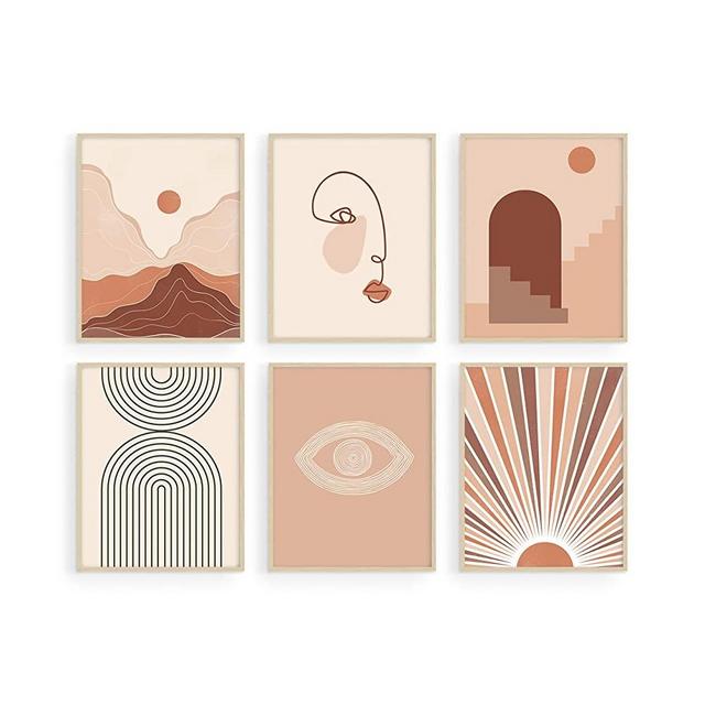 Haus and Hues Boho Prints for Wall Decor - Set of 6 Boho Posters and Boho Art Prints Mid Century Wall Art | Bohemian Prints, Boho Pictures Wall Decor, Neutral Wall Art UNFRAMED (Natural Boho, 8x10)