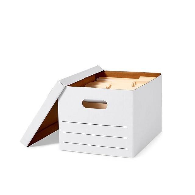 Amazon Basics Storage/Filing Boxes with Lift-Off Lid - Letter/Legal Size, Sturdy, Easy Assembly, White, 16.2" L x 12.5" W x 10.5" H, Pack of 20