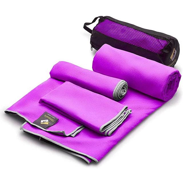 OlimpiaFit Microfiber Towels - Quick Dry 3 Size Pack (51inx31in, 30inx15in, 15inx15in) Camping, Sports, Beach, Backpacking, Gym, Travel Towels with Bag - Soft, Compact, Lightweight