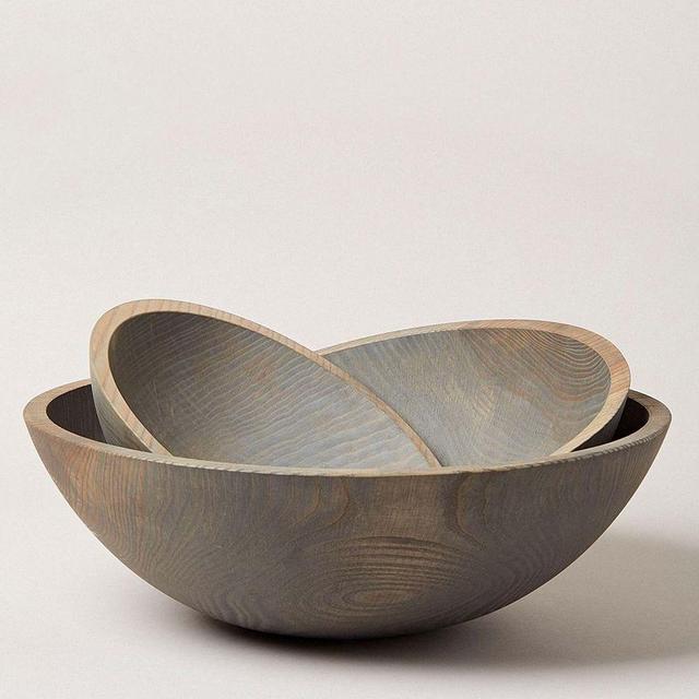 Crafted Wooden Bowls, Crafted from New England, Gray, 12"