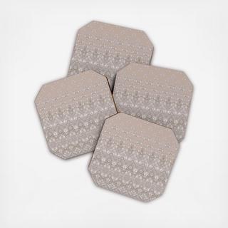 Farah Blooms Neutral Coaster, Set of 4