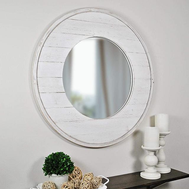 FirsTime & Co. Ellison Shiplap Accent Wall Mirror, 27", Aged White