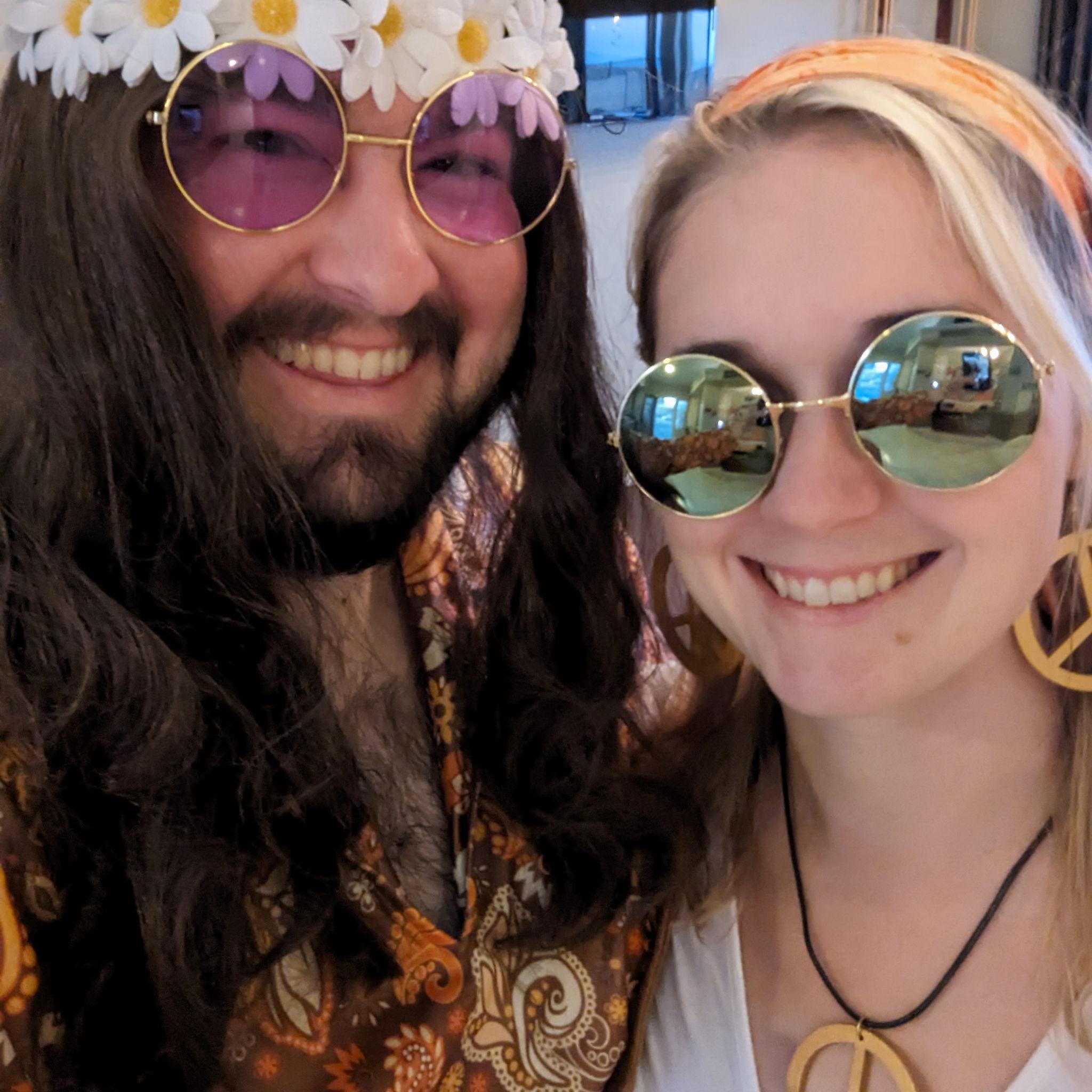 Dressed as Hippies for a Halloween/60s party, and the night we became partners! Also a big part of the reason why we're having a Halloween wedding!